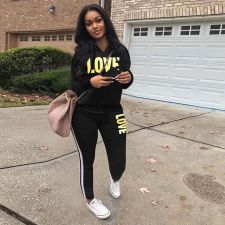 Letter Print Hoodies Sweatpants Two Piece Sets LSD-8761