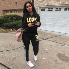 Letter Print Hoodies Sweatpants Two Piece Sets LSD-8761
