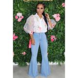Denim Mid Waist Skinny Flared Jeans LSD-8790