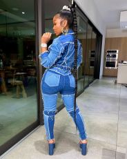Patchwork Denim Jacket+Jeans Pants Two Piece Sets LSD-8773