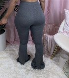 Solid Ruched Skinny Long Flared Pants LSD-8778