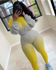 Gradient Ribbed Sports Casual Two Piece Set NYF-8015