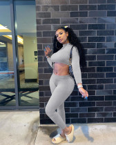 Solid Long Sleeve Slim Fit Two Piece Pants Set NIK-182