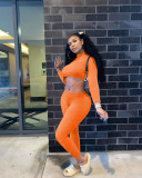 Solid Long Sleeve Slim Fit Two Piece Pants Set NIK-182