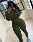 Casual Sports Ribbed Long Sleeve Two Piece Set NIK-174