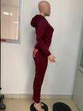 Casual Solid Color Sweatshirt Letter Print Two Piece Set LSD-8796