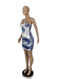 Dollar Print Sexy Bodycon Mini Tube Dress CHY-1253