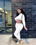 Solid Long Sleeve Slim Fit Two Piece Pants Set NIK-182