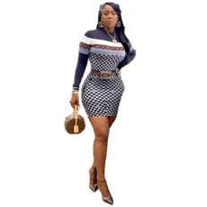 Sexy Print Long Sleeve Dress LUO-3111