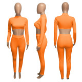 Solid Long Sleeve Slim Fit Two Piece Pants Set NIK-182