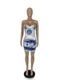 Dollar Print Sexy Bodycon Mini Tube Dress CHY-1253