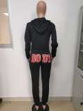 Casual Solid Color Sweatshirt Letter Print Two Piece Set LSD-8796