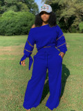 Zipper Long Sleeve Sweatshirt And Wide Leg Pants Two Piece Set LUO-3116