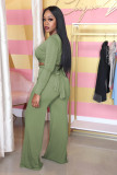 Fashion Casual Solid Color Lace Up Long Sleeve Two Piece Set LUO-3030-1