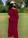 Zipper Long Sleeve Sweatshirt And Wide Leg Pants Two Piece Set LUO-3116