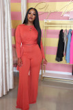 Fashion Casual Solid Color Lace Up Long Sleeve Two Piece Set LUO-3030-1