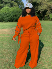 Zipper Long Sleeve Sweatshirt And Wide Leg Pants Two Piece Set LUO-3116