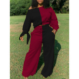 Plus Size Contrast Color Patchwork 2 Piece Sets SMD-MH2046