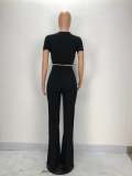 Plus Size Fashion Casual Solid Color Pants Two Piece Set XYF-9050