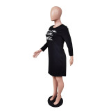 Fashion Casual Home Letter Print Dress BS-1231