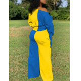 Plus Size Contrast Color Patchwork 2 Piece Sets SMD-MH2046