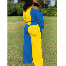 Plus Size Contrast Color Patchwork 2 Piece Sets SMD-MH2046