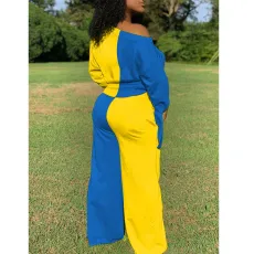 Plus Size Contrast Color Patchwork 2 Piece Sets SMD-MH2046
