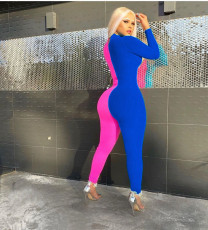 Contrast Color Long Sleeve Hole Hollow Jumpsuits MAE-2066