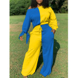 Plus Size Contrast Color Patchwork 2 Piece Sets SMD-MH2046