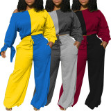 Plus Size Contrast Color Patchwork 2 Piece Sets SMD-MH2046
