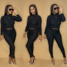 Plus Size Solid Color knitting Long Sleeve Two Piece Pants Set MTY-M6326