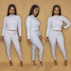 Plus Size Solid Color knitting Long Sleeve Two Piece Pants Set MTY-M6326