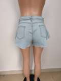 Summer Casual Beach Scalloped Hot Denim Shorts LSD-8734