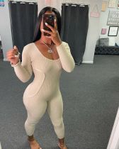 Sexy Ribbed Backless Skinny Jumpsuits BLX-7530