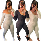 Sexy Ribbed Backless Skinny Jumpsuits BLX-7530