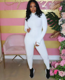 Fashion Embroidered Letters Rib Slim Fit Jumpsuit Without Mask OSM-6115
