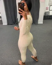 Sexy Ribbed Backless Skinny Jumpsuits BLX-7530