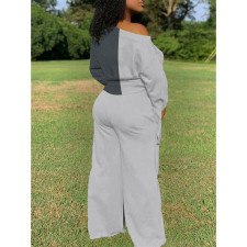 Plus Size 4XL Casual Lace Up Wide Leg Pants Set BLX-7533