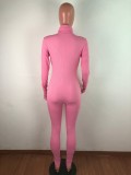 Fashion Embroidered Letters Rib Slim Fit Jumpsuit Without Mask OSM-6115