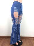 Denim Ripped Hole Skinny Flared Jeans LA-3220