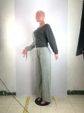 Plus Size 4XL Casual Lace Up Wide Leg Pants Set BLX-7533