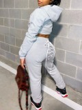 Casual Hoodies Lace Up Pants Two Piece Sets LSD-9031