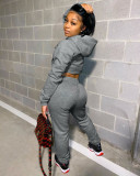 Casual Solid Hoodies Sweatpants Two Piece Sets LSD-9035
