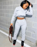 Casual Solid Hoodies Sweatpants Two Piece Sets LSD-9035