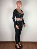 Casual Striped Fitness Two Piece Pants Set LA-3227