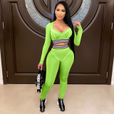 Casual Striped Fitness Two Piece Pants Set LA-3227