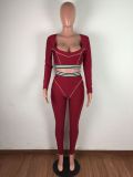 Casual Striped Fitness Two Piece Pants Set LA-3227