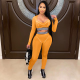 Casual Striped Fitness Two Piece Pants Set LA-3227