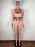 Casual Striped Fitness Two Piece Pants Set LA-3227