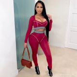 Casual Striped Fitness Two Piece Pants Set LA-3227